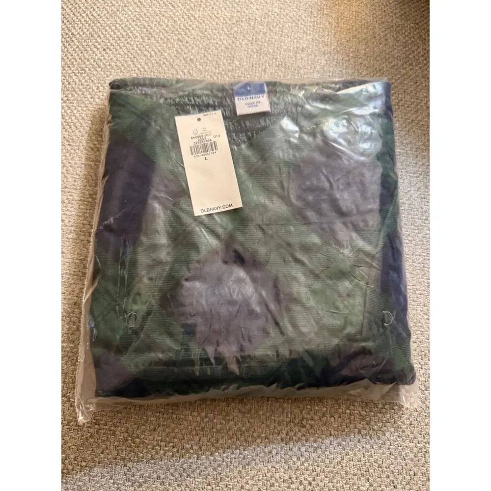 Old Navy green plaid Puff-Sleeve Plaid Poplin Peplum Top
